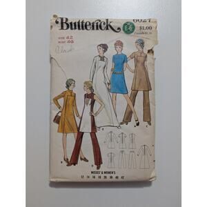 6027 Butterick Vintage Tunic, Pants Dress Pattern 1970's 12 14 16 18 20 38 40 42